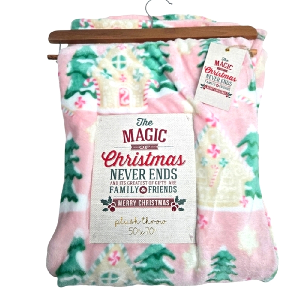Gingerbread House The Magic Of Christmas Pink Plush Tree Blanket